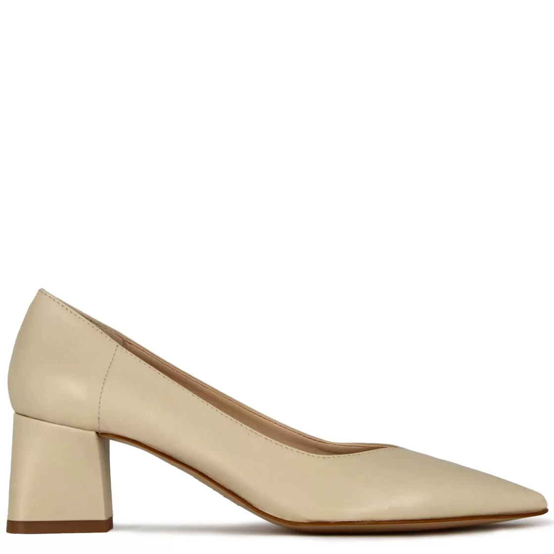 Shop Leonardo Shoes Décolleté Da Donna In Pelle Colore Con Tacco Medio Beige