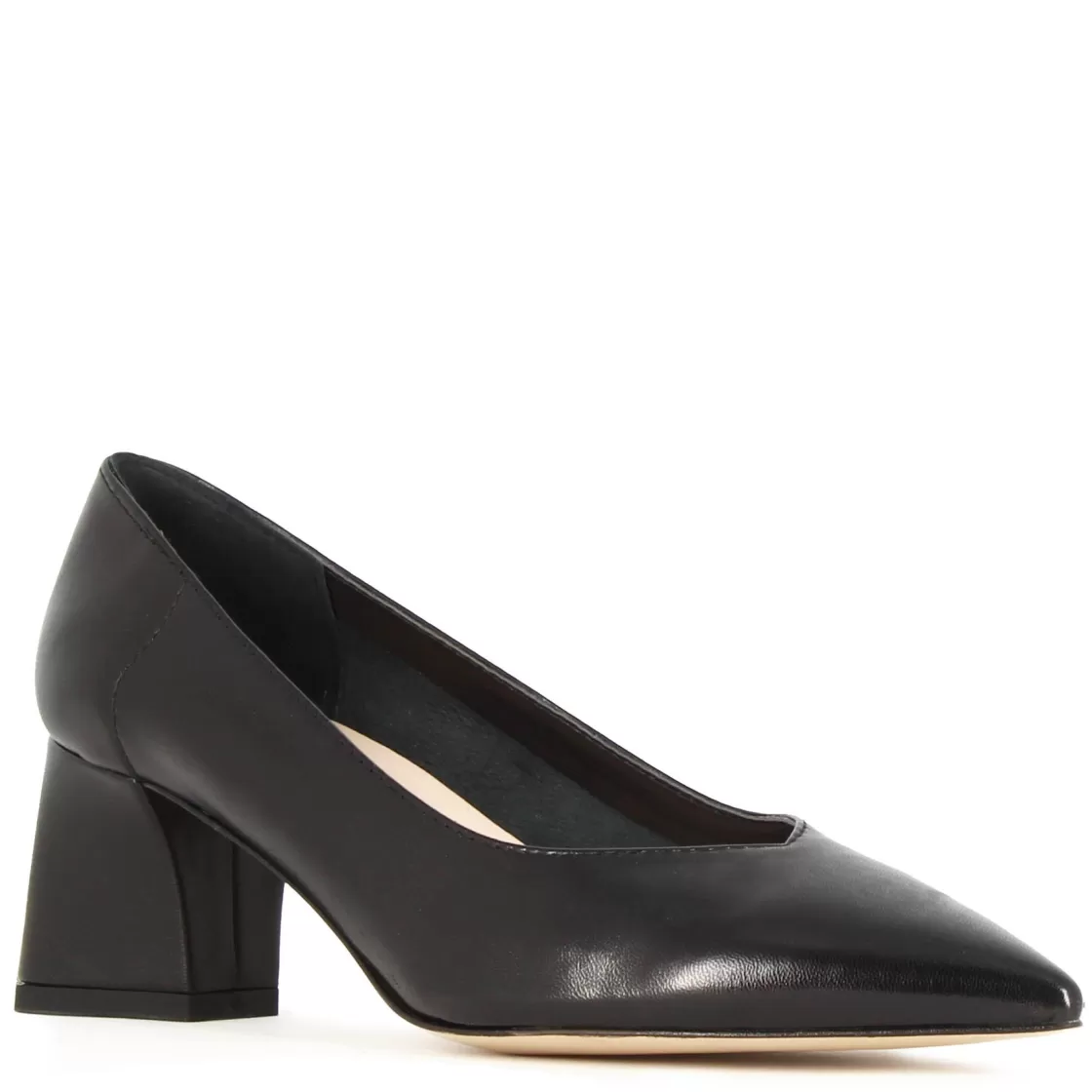 Store Leonardo Shoes Décolleté Da Donna In Pelle Colore Con Tacco Medio Nero