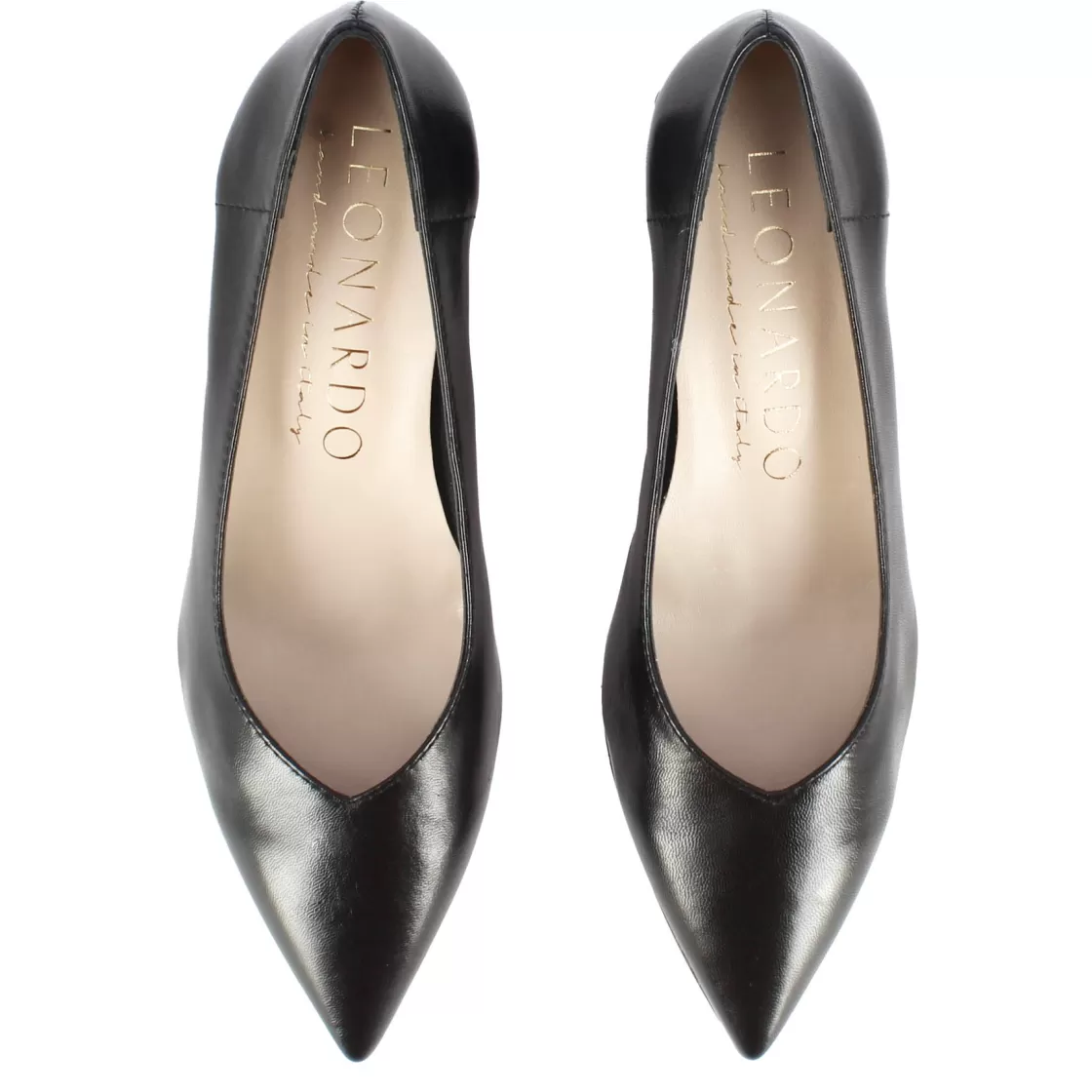 Store Leonardo Shoes Décolleté Da Donna In Pelle Colore Con Tacco Medio Nero