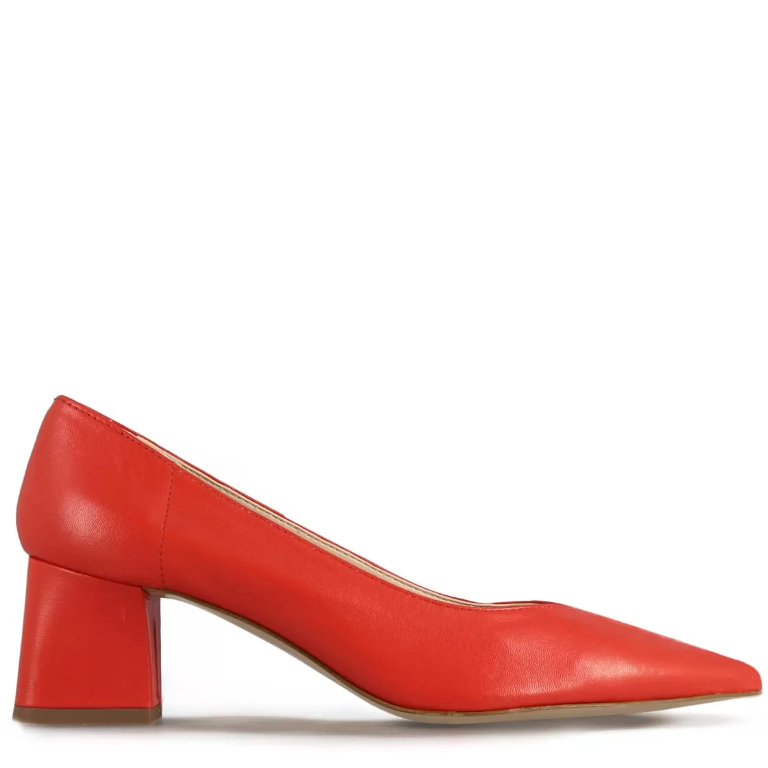 Discount Leonardo Shoes Décolleté Da Donna In Pelle Colore Con Tacco Medio Rosso