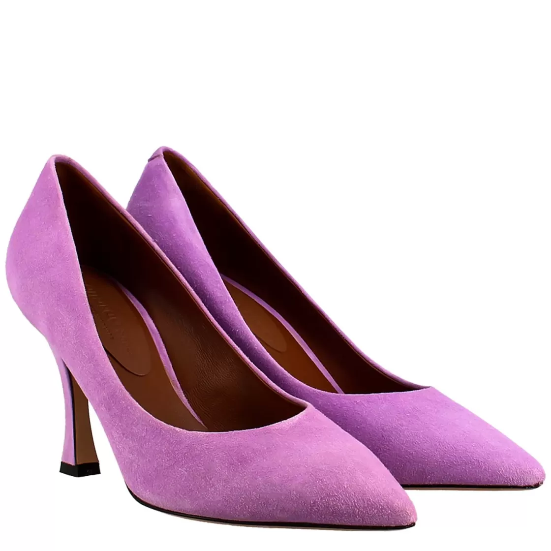Flash Sale Leonardo Shoes Décolleté Da Donna In Pelle Scamosciata Colore A Punta Lilla
