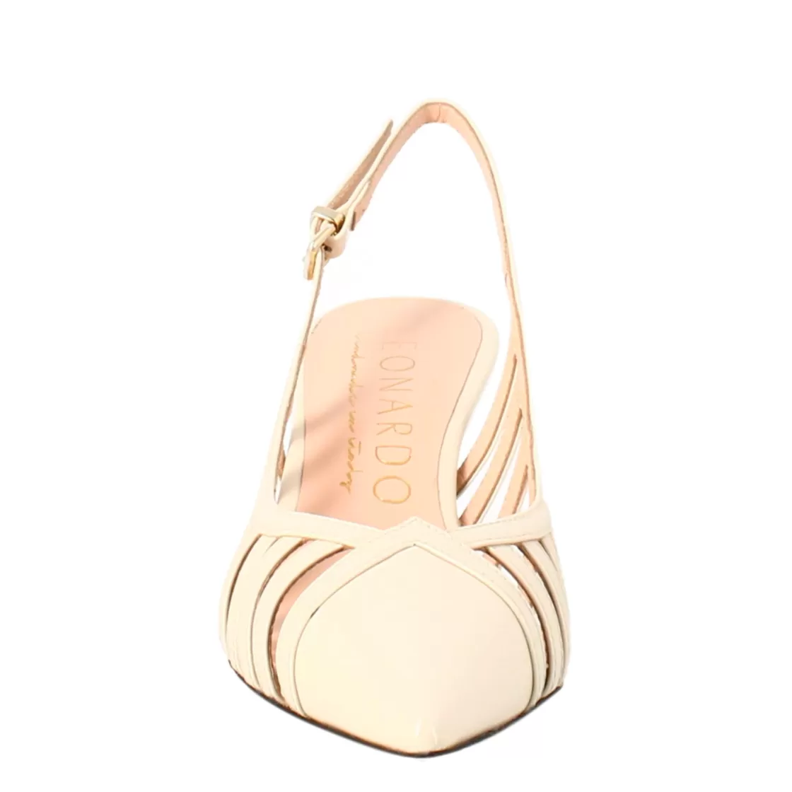 Fashion Leonardo Shoes Décolleté Da Donna In Pelle Verniciata Colore A Punta Beige