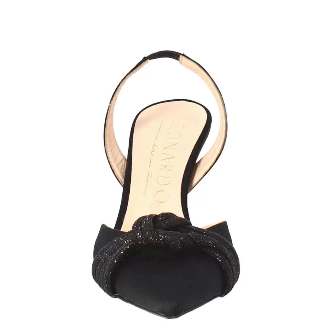 Sale Leonardo Shoes Décolleté Da Donna In Raso Con Accessorio Fatto A Mano In Italia Nero