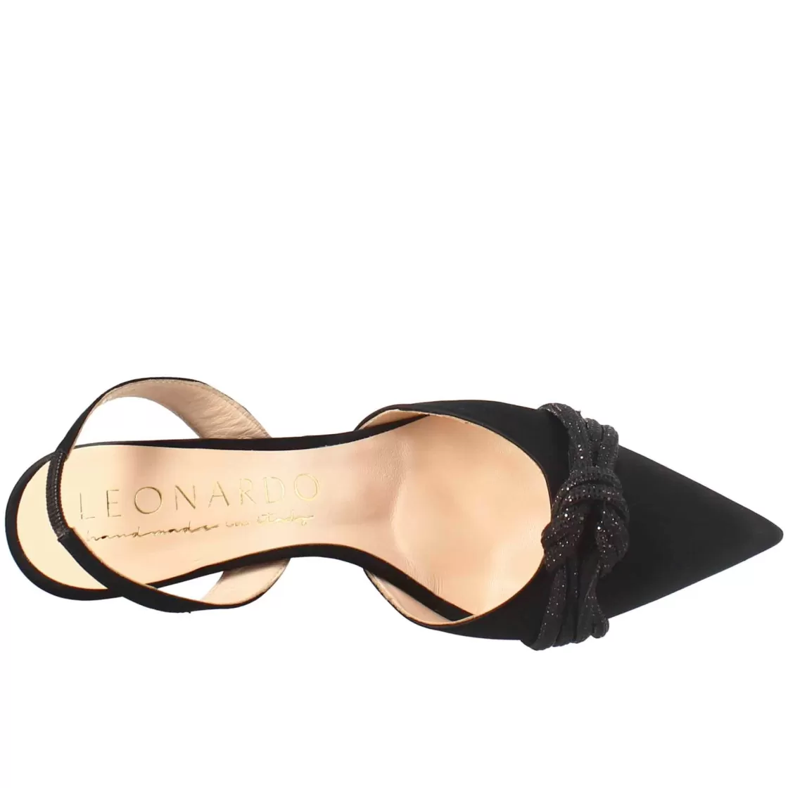 Sale Leonardo Shoes Décolleté Da Donna In Raso Con Accessorio Fatto A Mano In Italia Nero