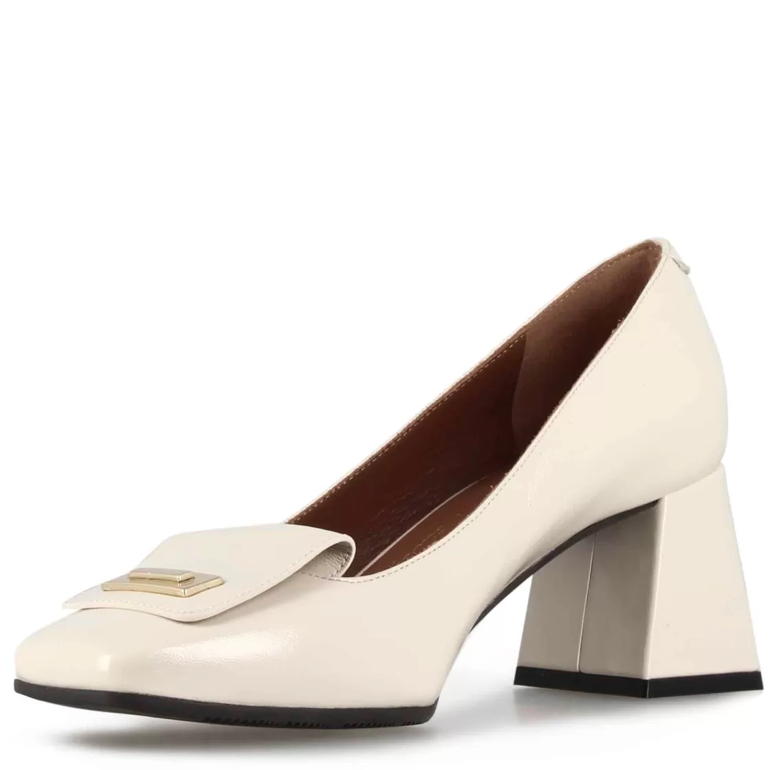 Fashion Leonardo Shoes Décolleté Elegante Da Donna In Pelle Colore E Punta Quadrata Bianco