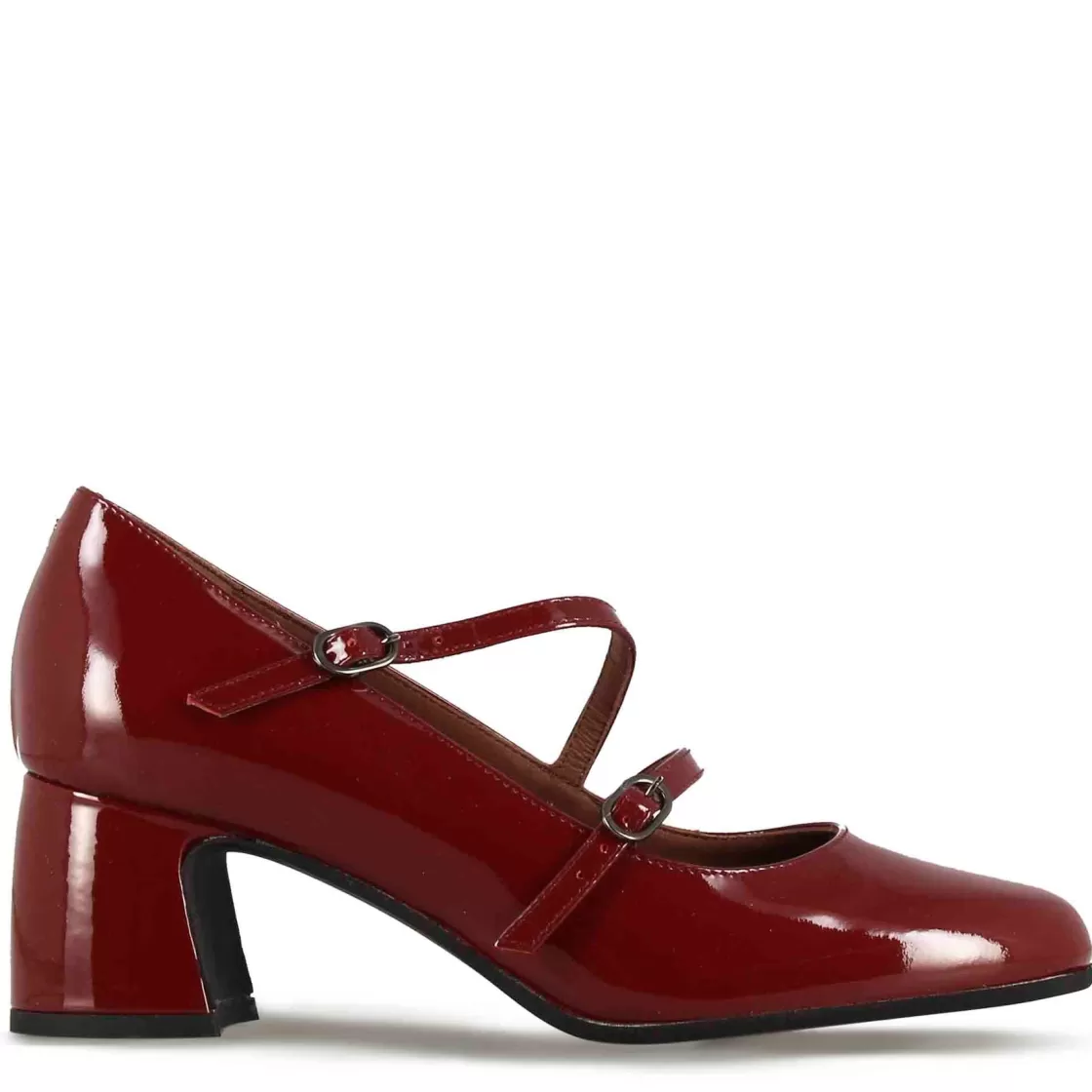 Best Leonardo Shoes Décolleté Mary Jane In Pelle Verniciata Colore Con Doppio Cinturino Bordeaux