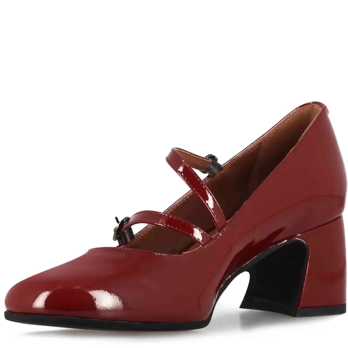 Best Leonardo Shoes Décolleté Mary Jane In Pelle Verniciata Colore Con Doppio Cinturino Bordeaux