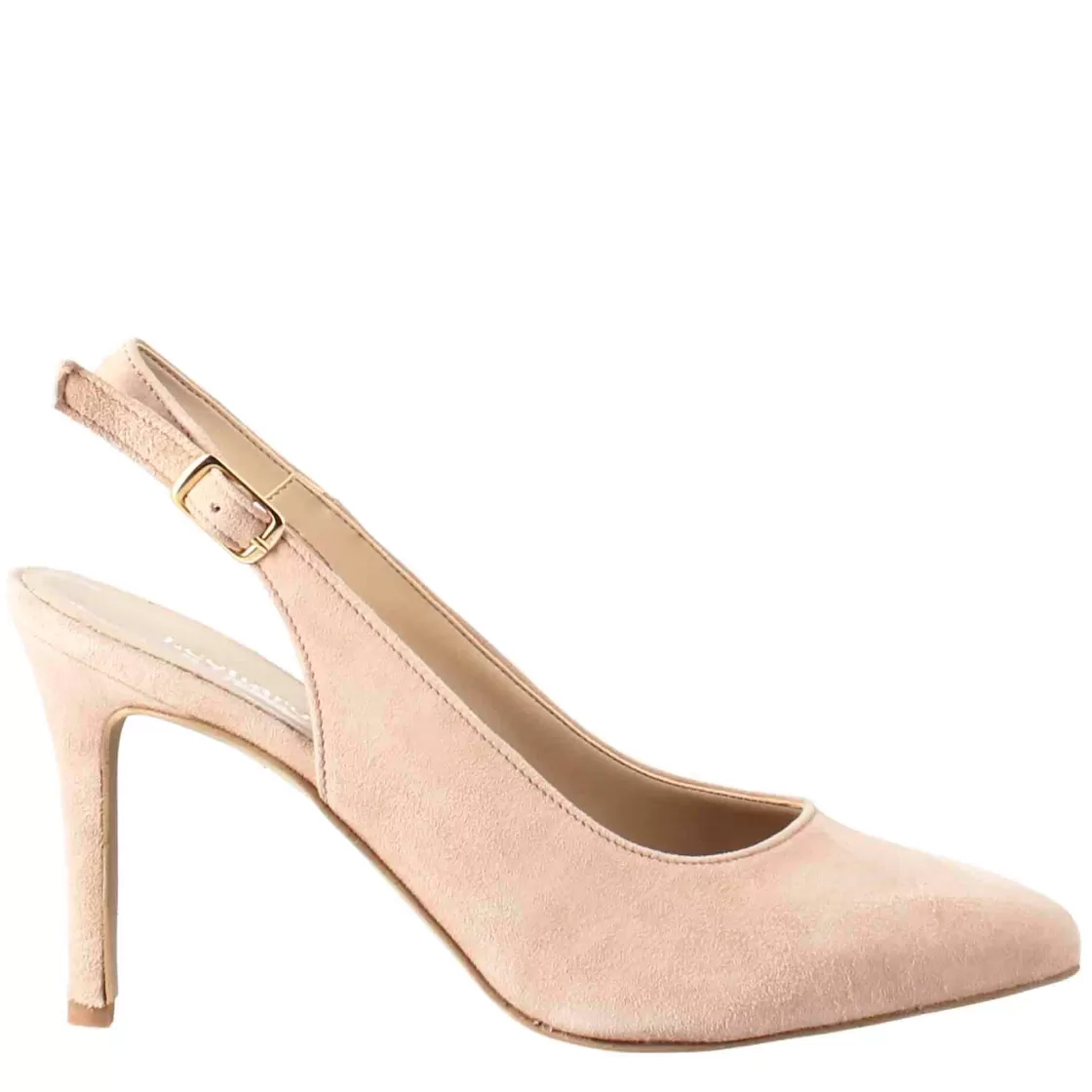 Store Leonardo Shoes Décolleté Slingback Con Tacco Alto Da Donna In Camoscio Nude Fatte A Mano Beige