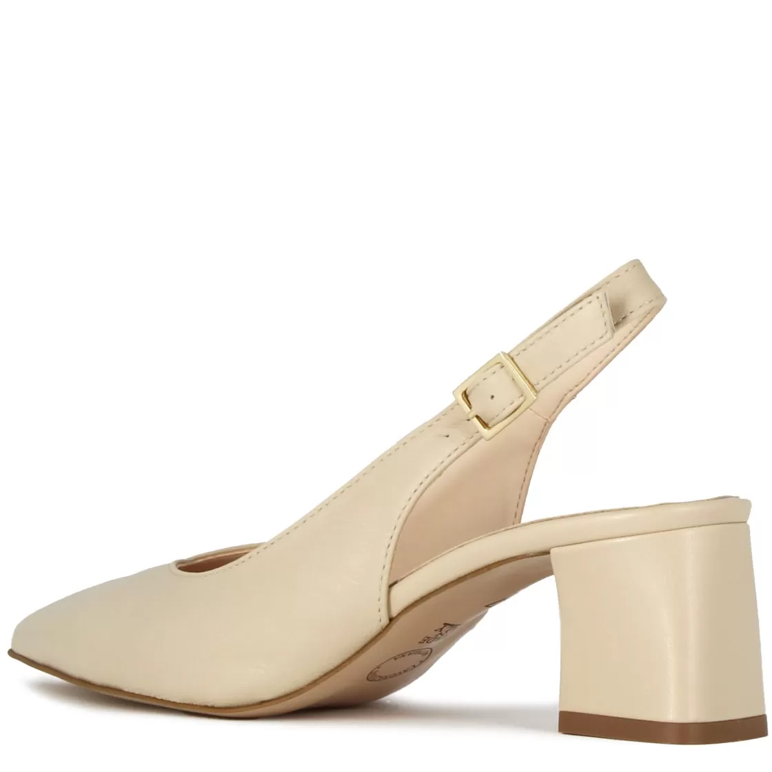 Flash Sale Leonardo Shoes Décolleté Slingback Da Donna In Pelle Colore Con Tacco Medio Beige