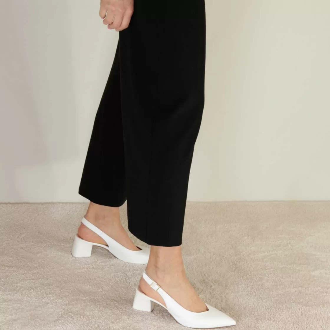 Shop Leonardo Shoes Décolleté Slingback Da Donna In Pelle Colore Con Tacco Medio Bianco