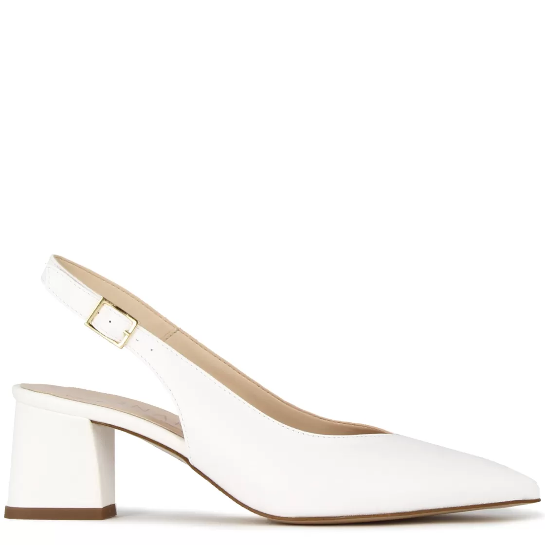 Shop Leonardo Shoes Décolleté Slingback Da Donna In Pelle Colore Con Tacco Medio Bianco