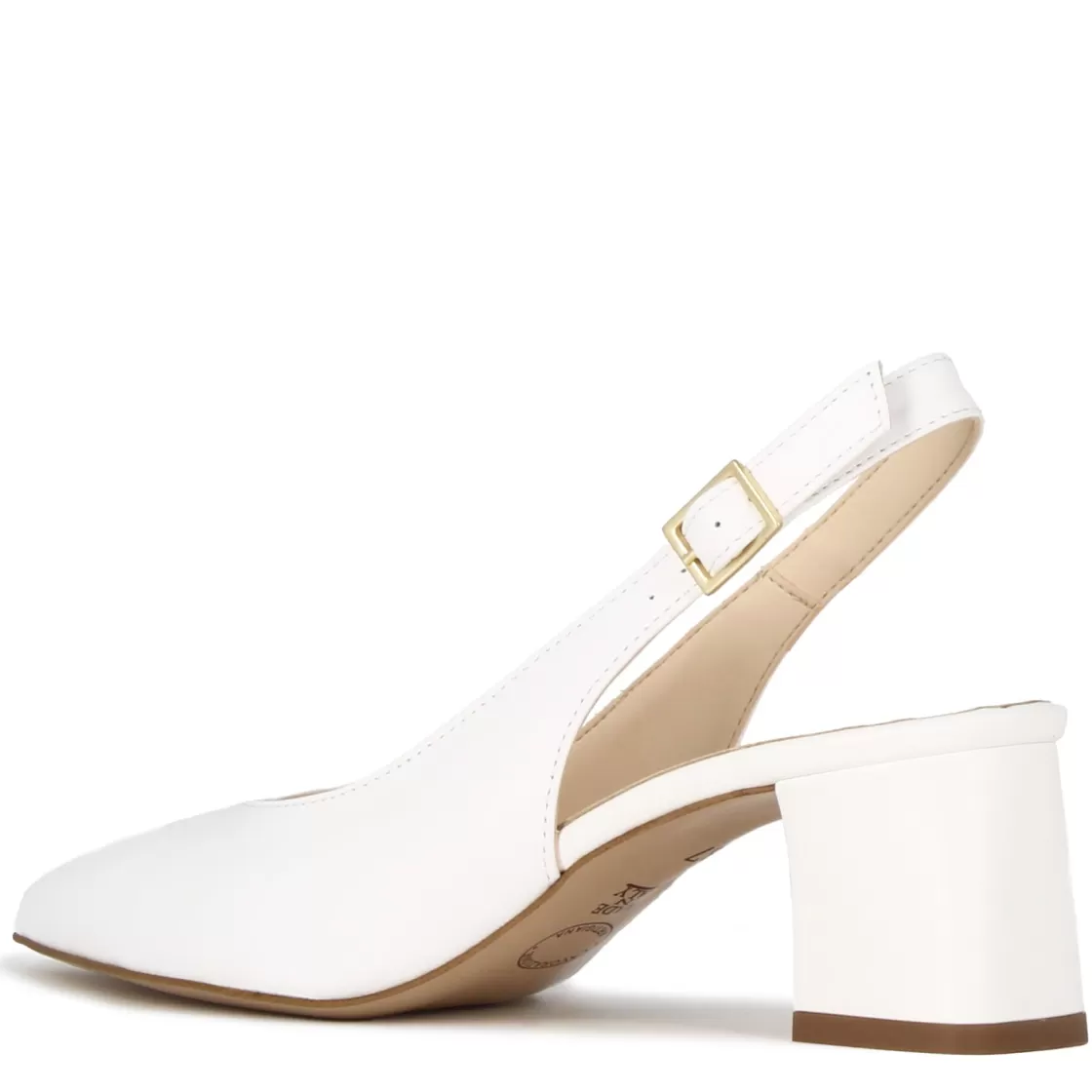 Shop Leonardo Shoes Décolleté Slingback Da Donna In Pelle Colore Con Tacco Medio Bianco