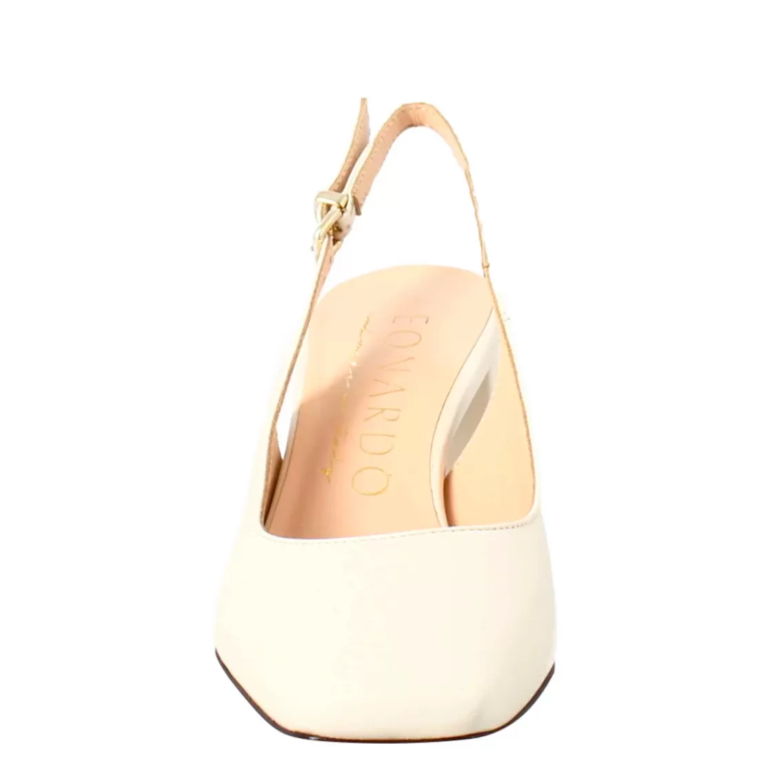 Online Leonardo Shoes Décolleté Slingback Da Donna In Pelle Colore Crema A Punta Squadrata Beige