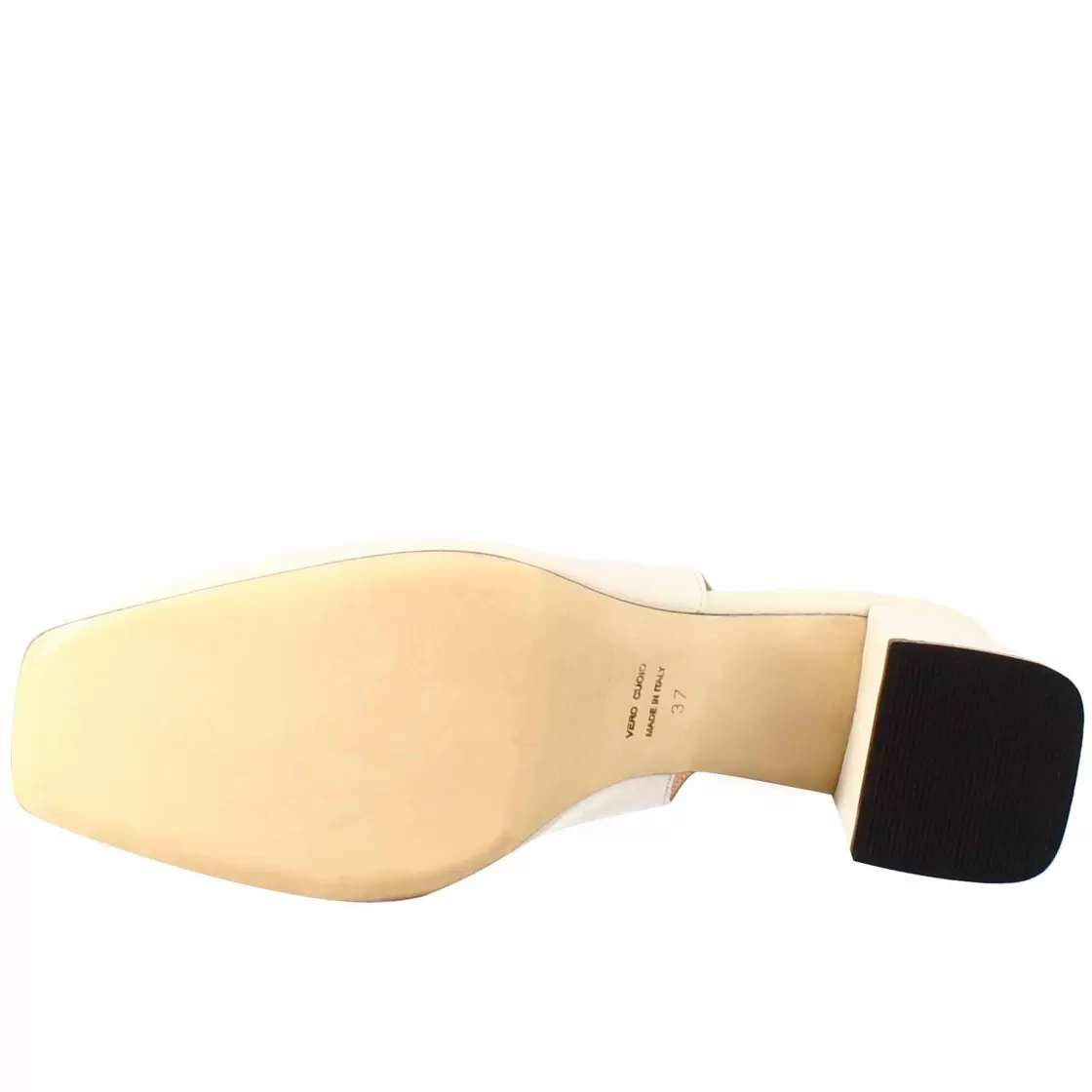 Online Leonardo Shoes Décolleté Slingback Da Donna In Pelle Colore Crema A Punta Squadrata Beige