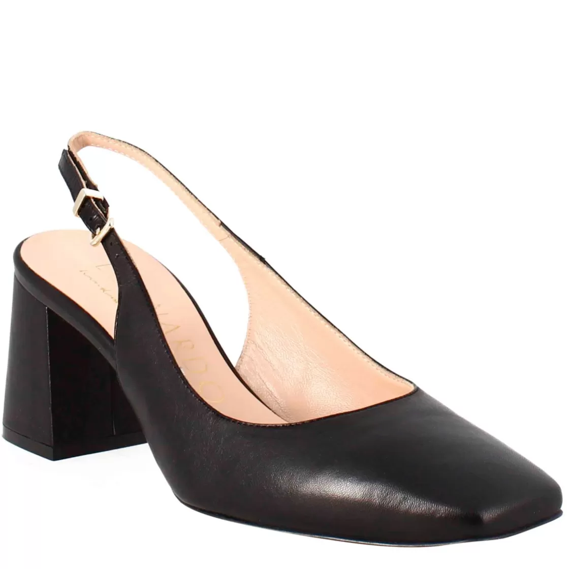 Flash Sale Leonardo Shoes Décolleté Slingback Da Donna In Pelle Colore A Punta Nero