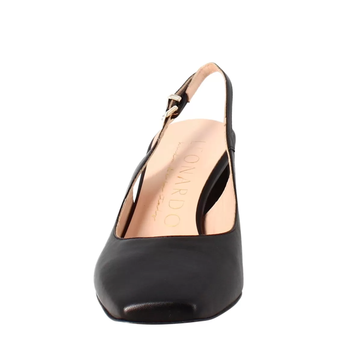 Flash Sale Leonardo Shoes Décolleté Slingback Da Donna In Pelle Colore A Punta Nero