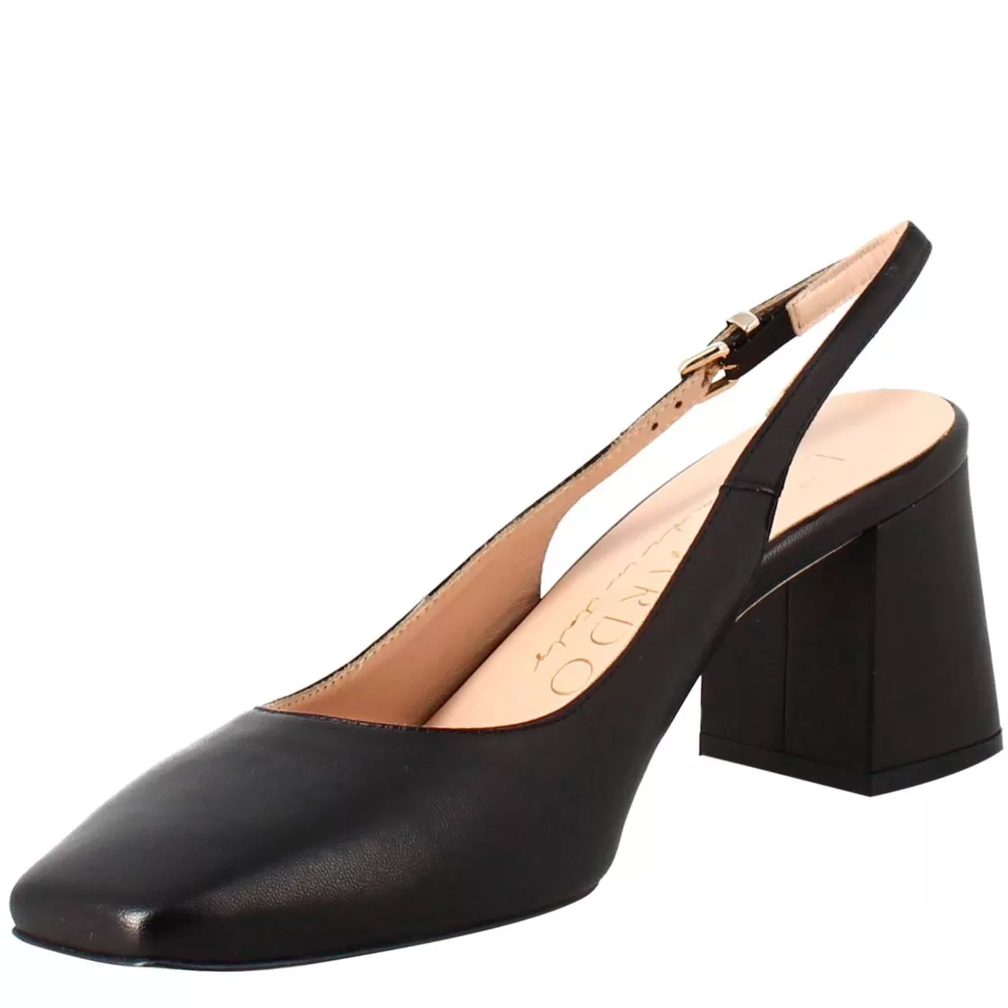Flash Sale Leonardo Shoes Décolleté Slingback Da Donna In Pelle Colore A Punta Nero