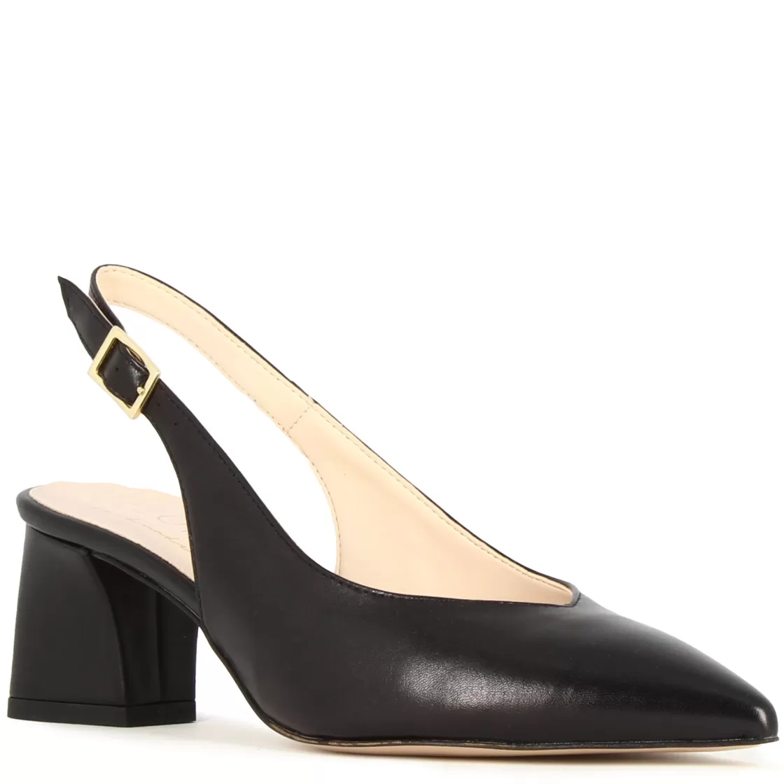 Hot Leonardo Shoes Décolleté Slingback Da Donna In Pelle Colore Con Tacco Medio Nero