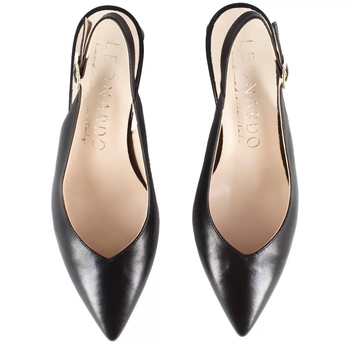 Hot Leonardo Shoes Décolleté Slingback Da Donna In Pelle Colore Con Tacco Medio Nero