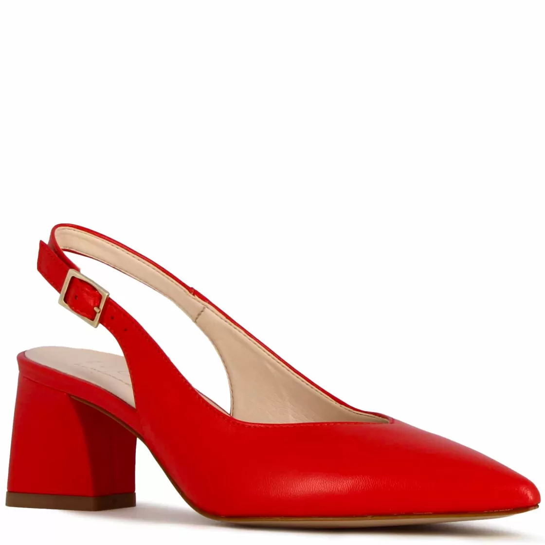 Discount Leonardo Shoes Décolleté Slingback Da Donna In Pelle Colore Con Tacco Medio Rosso