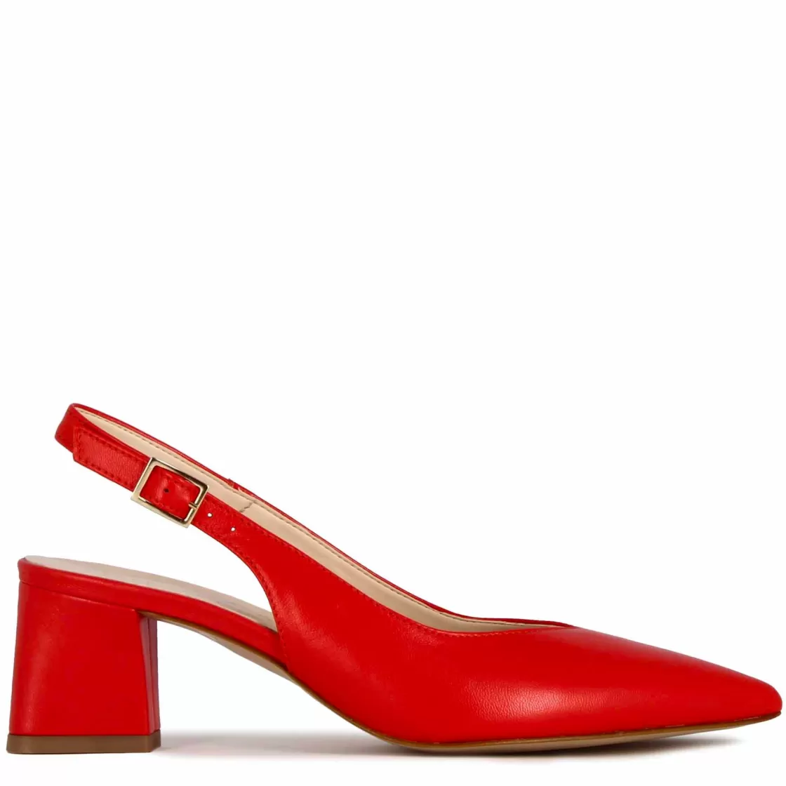 Discount Leonardo Shoes Décolleté Slingback Da Donna In Pelle Colore Con Tacco Medio Rosso
