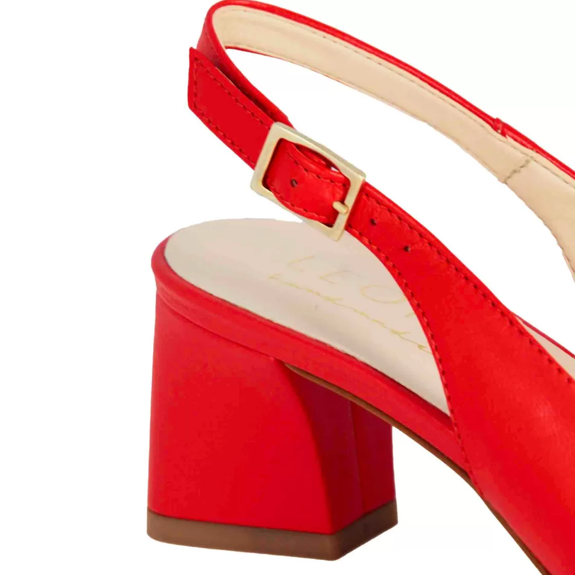 Discount Leonardo Shoes Décolleté Slingback Da Donna In Pelle Colore Con Tacco Medio Rosso
