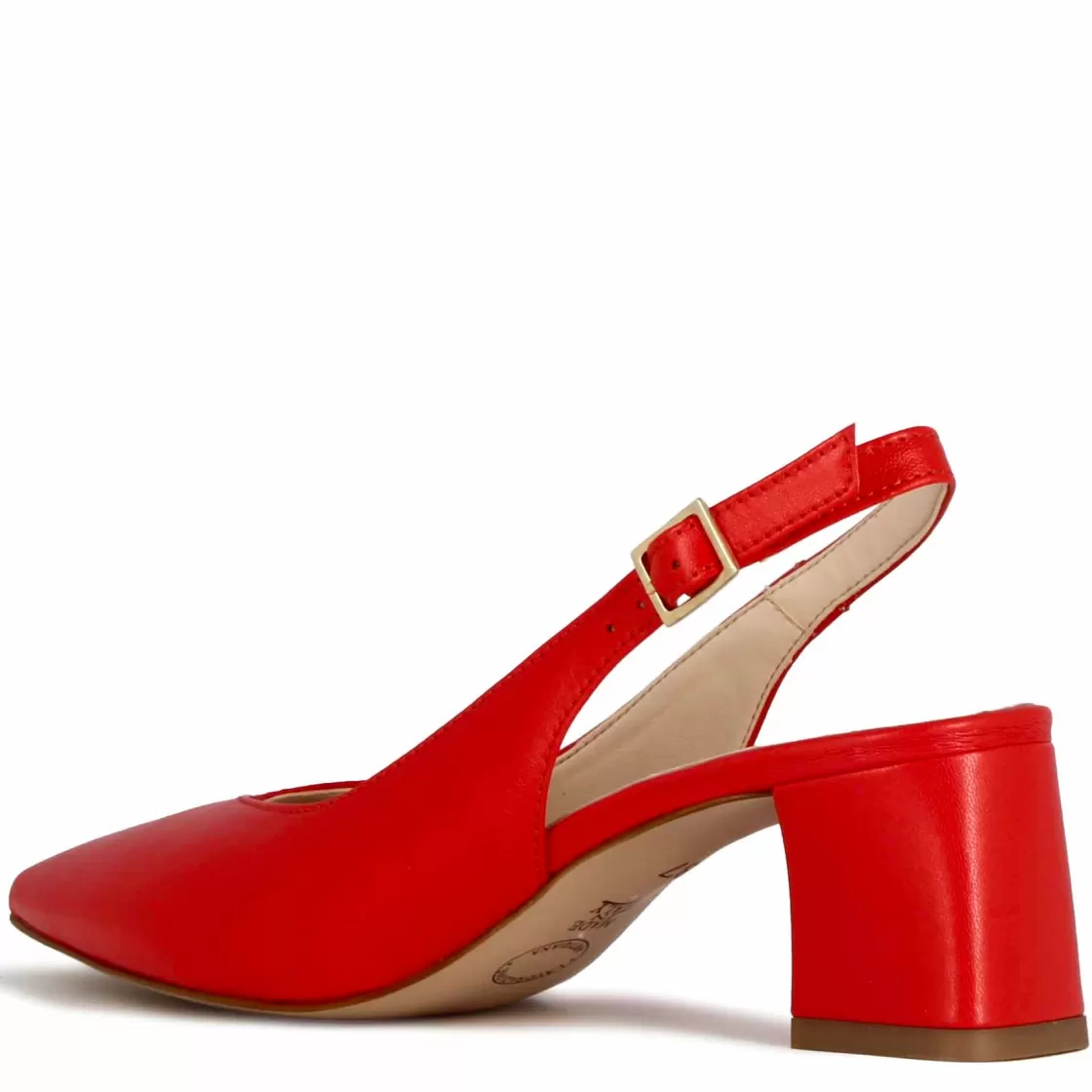 Discount Leonardo Shoes Décolleté Slingback Da Donna In Pelle Colore Con Tacco Medio Rosso
