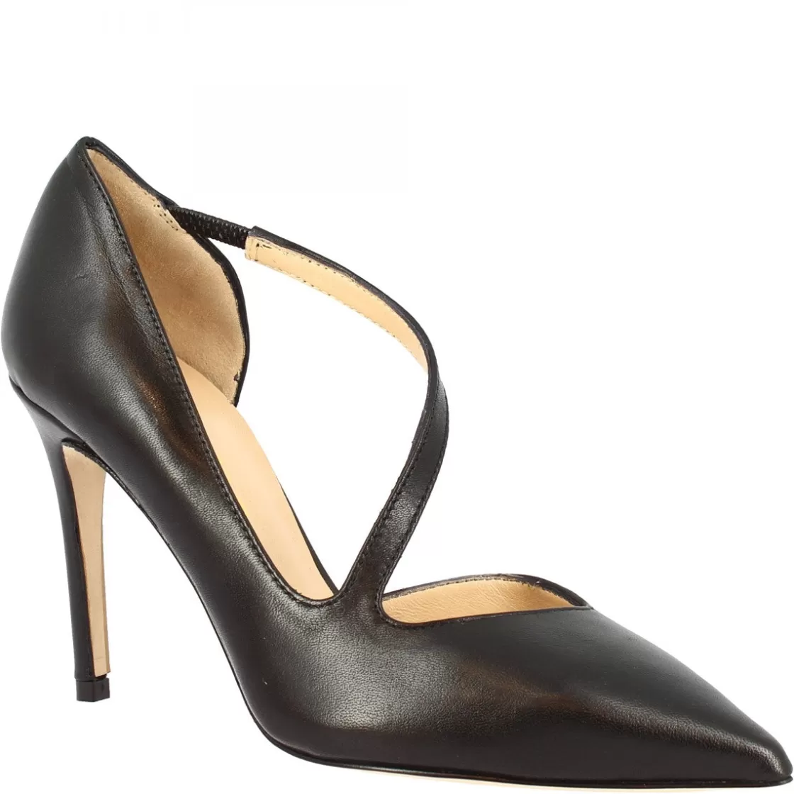 Shop Leonardo Shoes Decoltè A Punta Eleganti Con Tacco Alto Da Donna Fatte A Mano In Nappa Nera Nero