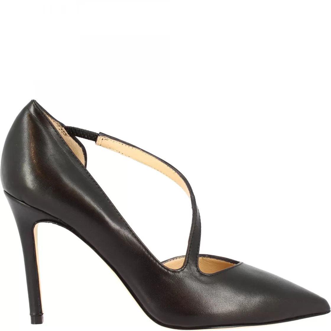 Shop Leonardo Shoes Decoltè A Punta Eleganti Con Tacco Alto Da Donna Fatte A Mano In Nappa Nera Nero