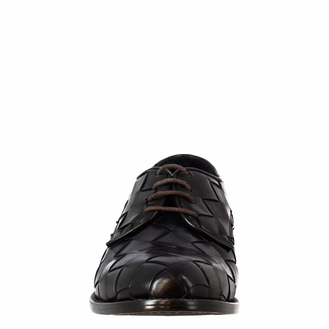 New Leonardo Shoes Derby Colore Vintage Elegante Da Uomo In Pelle Intrecciata Nero
