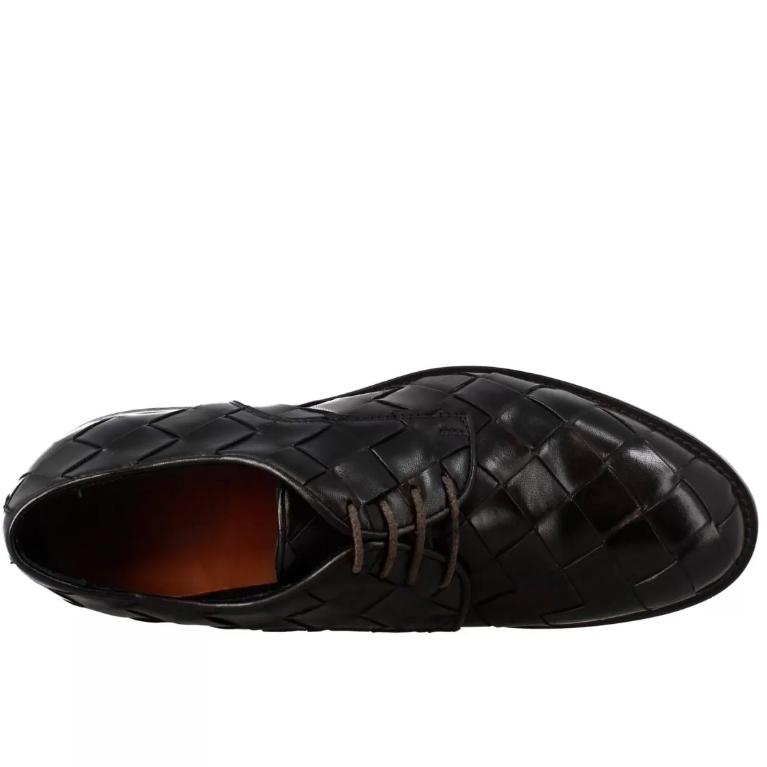 New Leonardo Shoes Derby Colore Vintage Elegante Da Uomo In Pelle Intrecciata Nero