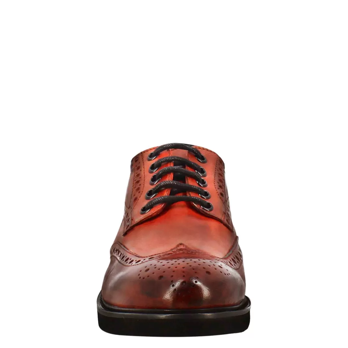 Fashion Leonardo Shoes Derby Da Donna Con Dettagli Brogue Paupa In Pelle Lavata Colore Rosso
