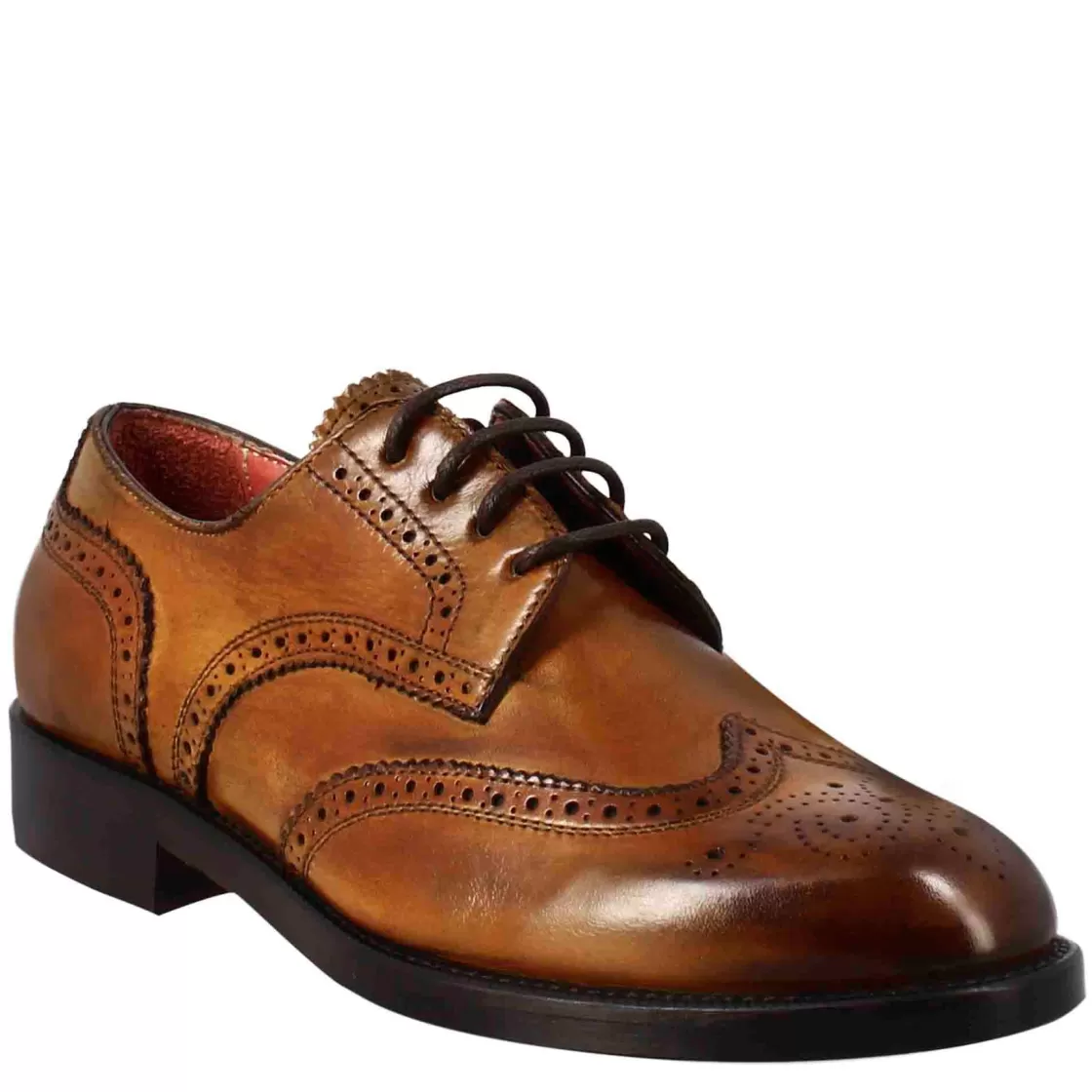 Best Leonardo Shoes Derby Da Donna Con Effetto Brogue In Pelle Colore Chiaro Marrone