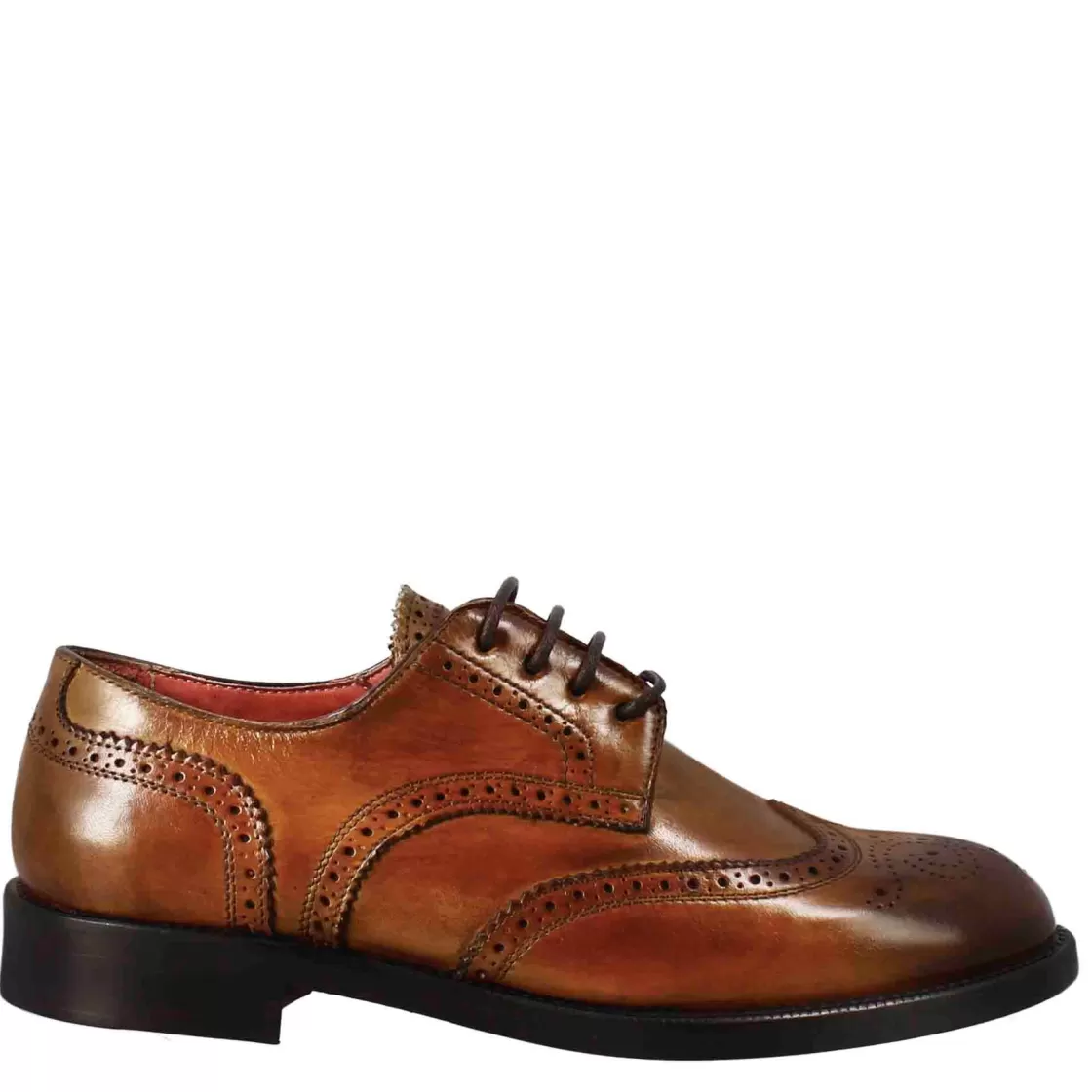 Best Leonardo Shoes Derby Da Donna Con Effetto Brogue In Pelle Colore Chiaro Marrone