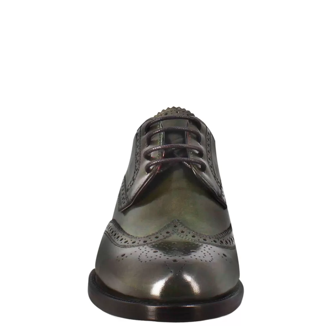 Fashion Leonardo Shoes Derby Da Donna Con Effetto Brogue In Pelle Colore Scuro Verde