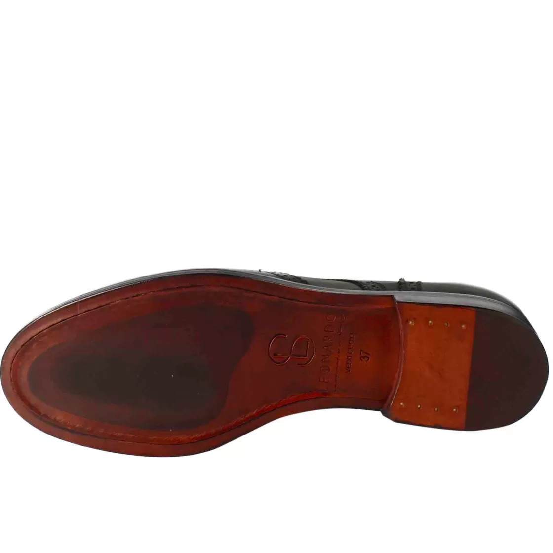 Fashion Leonardo Shoes Derby Da Donna Con Effetto Brogue In Pelle Colore Scuro Verde