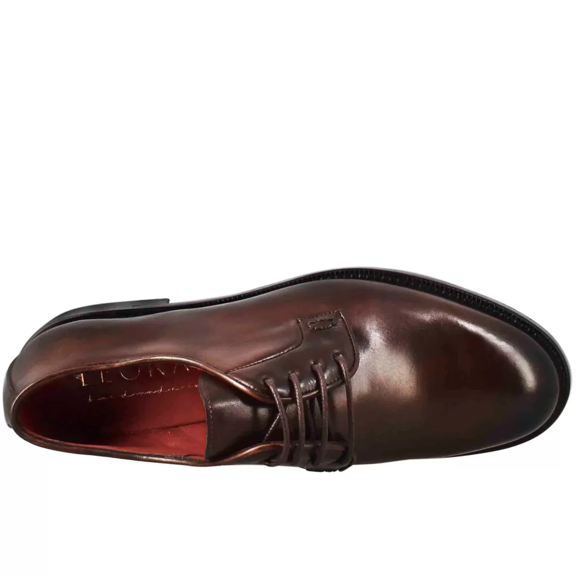 Shop Leonardo Shoes Derby Da Donna In Pelle Liscia Colore Scuro Marrone