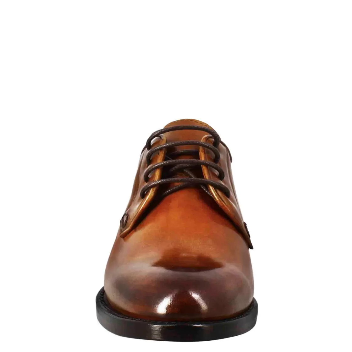 Clearance Leonardo Shoes Derby Da Donna Liscio In Pelle Colore Chiaro Marrone