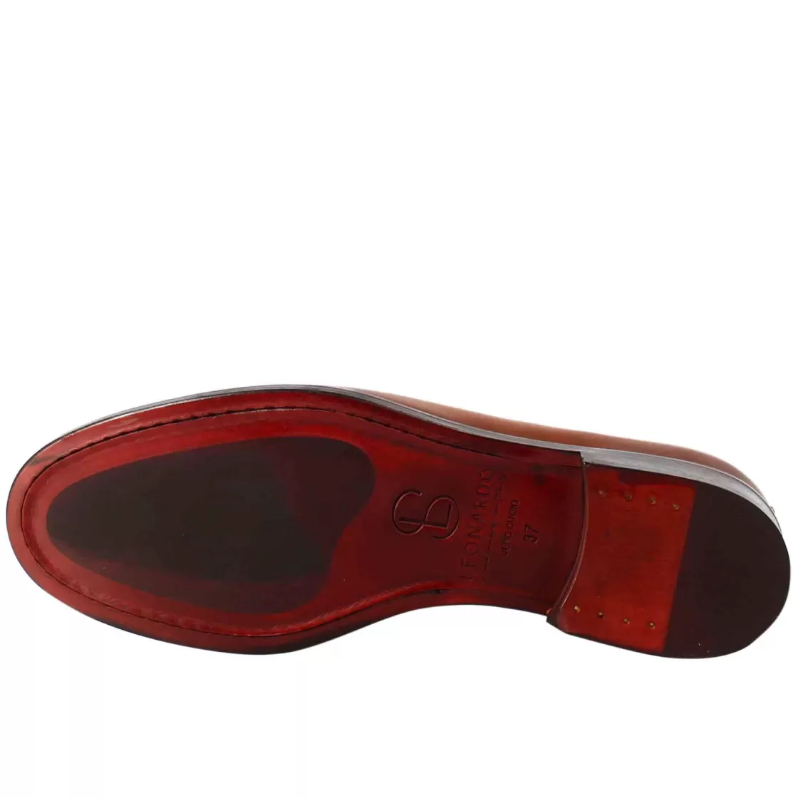 Clearance Leonardo Shoes Derby Da Donna Liscio In Pelle Colore Chiaro Marrone