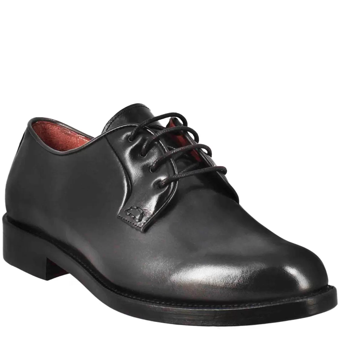 Outlet Leonardo Shoes Derby Da Donna Liscio In Pelle Colore Nero