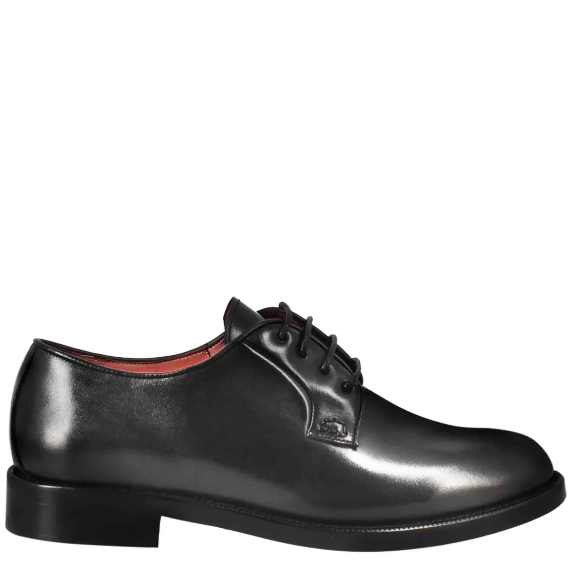 Outlet Leonardo Shoes Derby Da Donna Liscio In Pelle Colore Nero