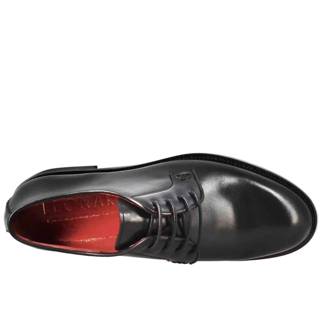 Outlet Leonardo Shoes Derby Da Donna Liscio In Pelle Colore Nero