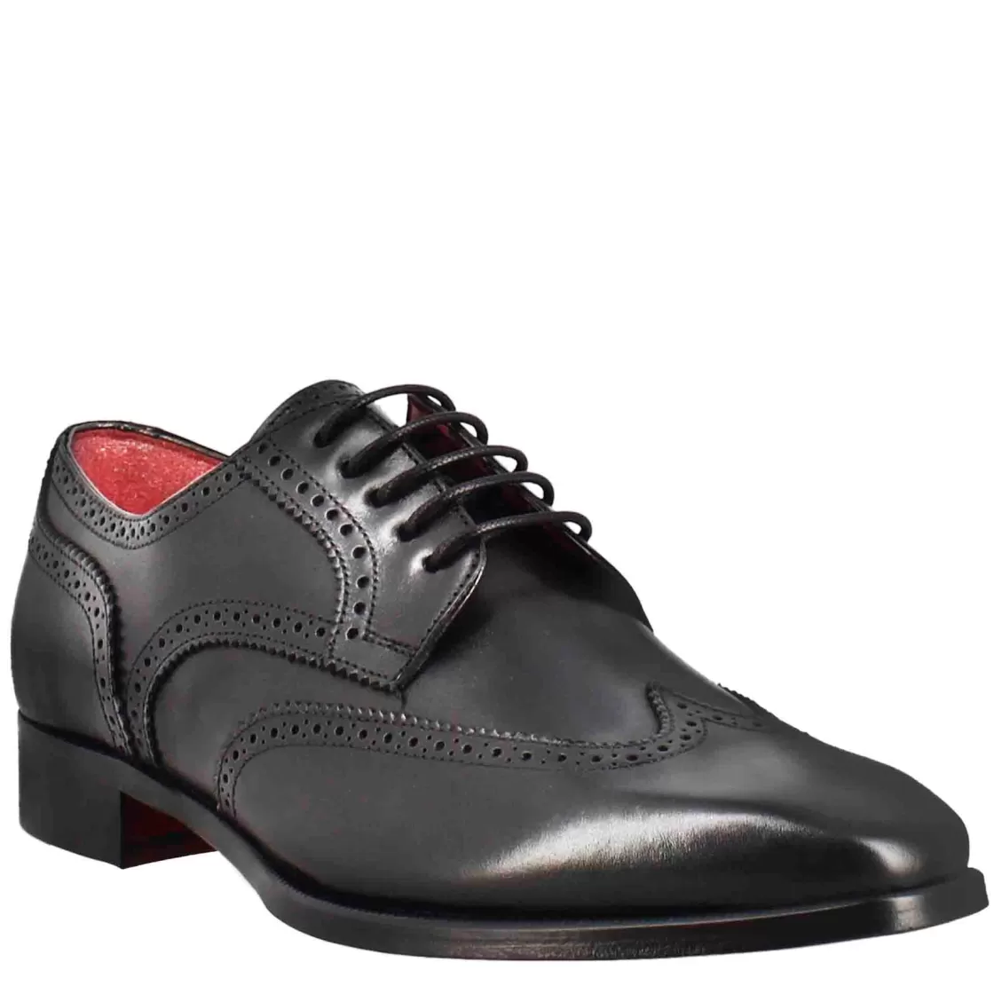 Best Leonardo Shoes Derby Da Uomo In Pelle Colore Con Coda Di Rondine E Punta Squadrata Nero