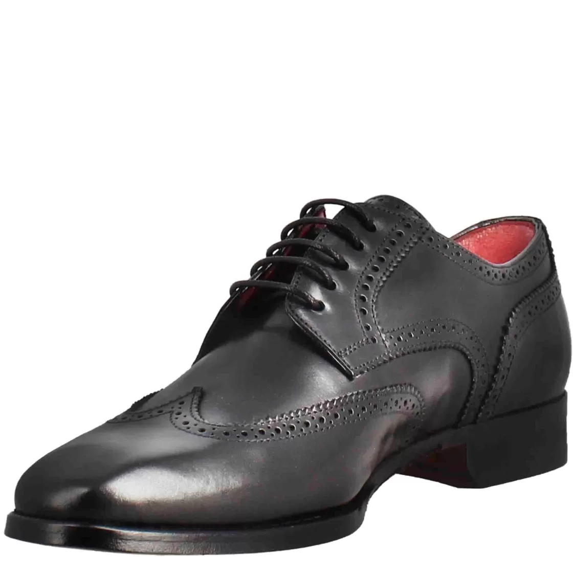 Best Leonardo Shoes Derby Da Uomo In Pelle Colore Con Coda Di Rondine E Punta Squadrata Nero