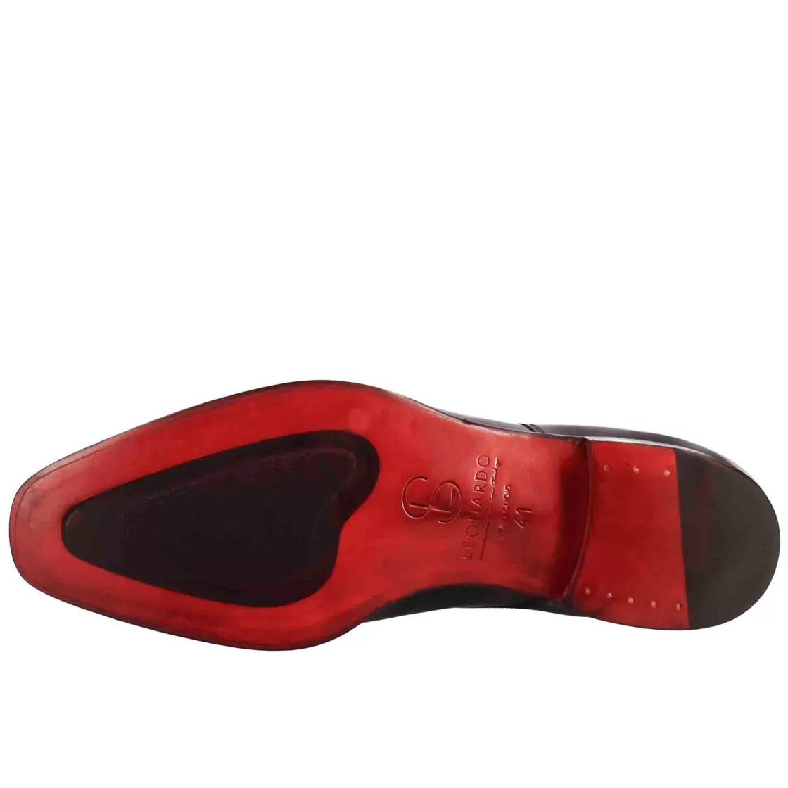 Flash Sale Leonardo Shoes Derby Da Uomo In Pelle Colore Liscia Con Punta Squadrata Con Disegno Nero