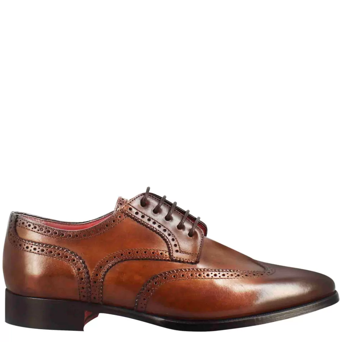 Fashion Leonardo Shoes Derby Da Uomo In Pelle Chiaro Con Coda Di Rondine E Punta Squadrata Marrone