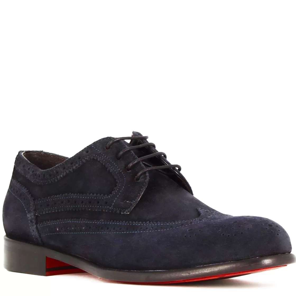 New Leonardo Shoes Derby Elegante Da Uomo In Pelle Scamosciata Colore Blu