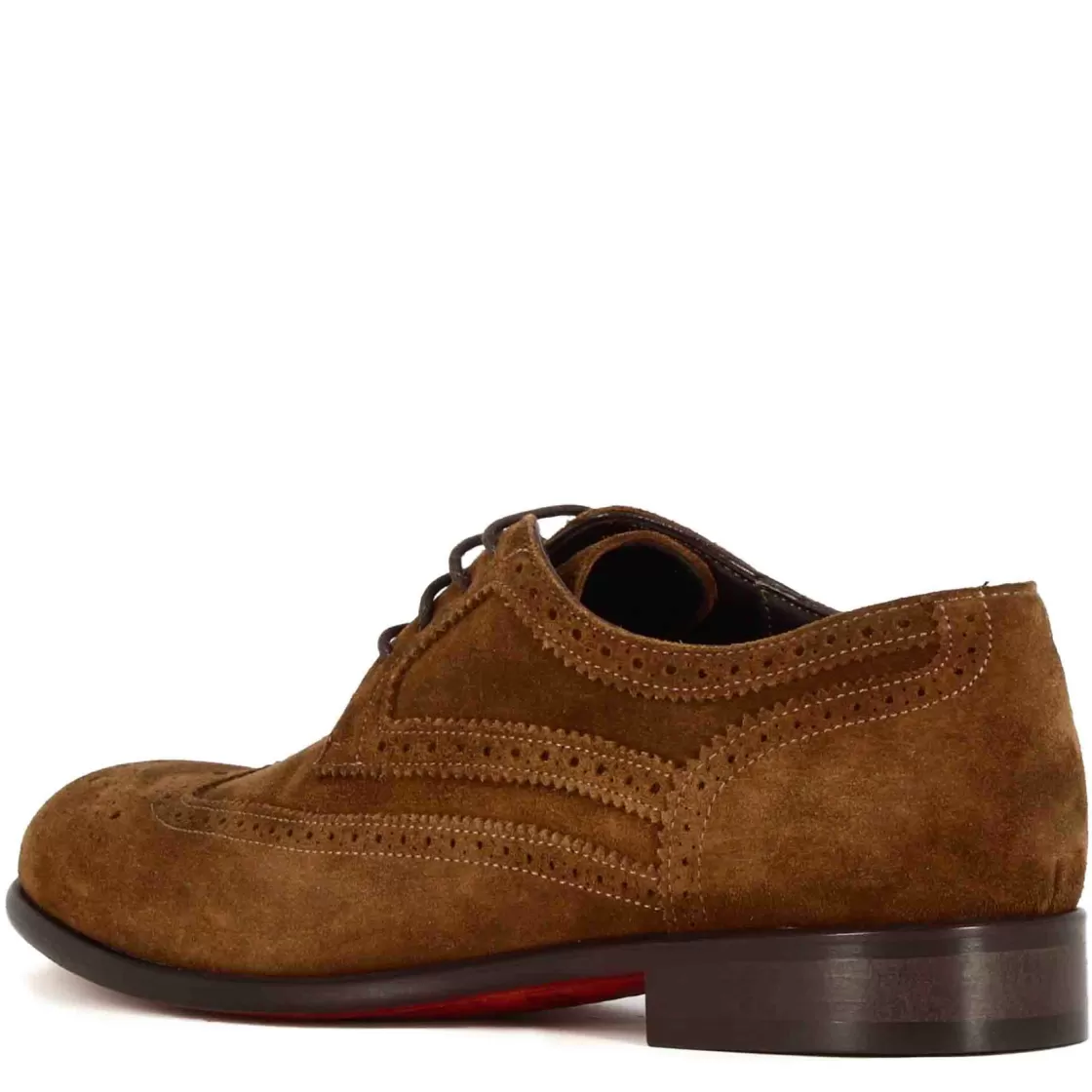 Outlet Leonardo Shoes Derby Elegante Da Uomo In Pelle Scamosciata Colore Marrone