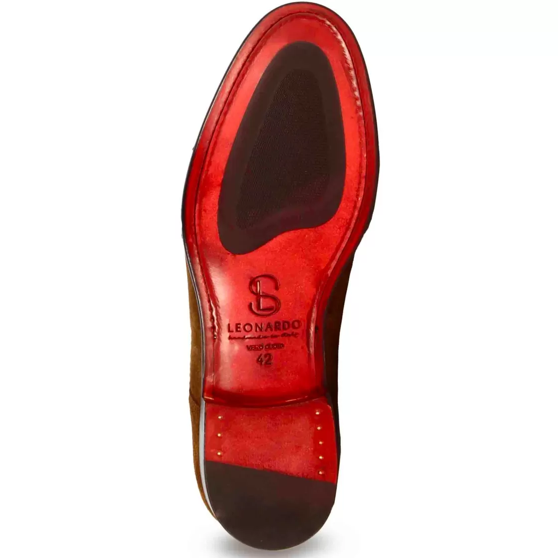 Outlet Leonardo Shoes Derby Elegante Da Uomo In Pelle Scamosciata Colore Marrone