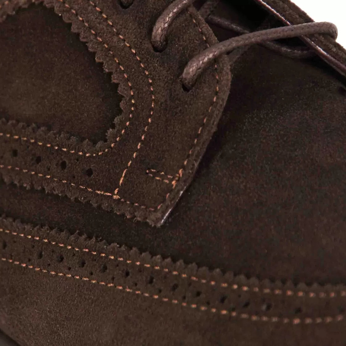 Store Leonardo Shoes Derby Elegante Da Uomo In Pelle Scamosciata Colore Marrone Scuro
